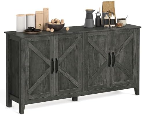 VASAGLE LIRY Collection - Storage Cabinet, Buffet Cabinet, Sideboard, Credenza, with Adjustable Shelves, for Living Room, Entryway, Antique Charcoal ULSC381T04
