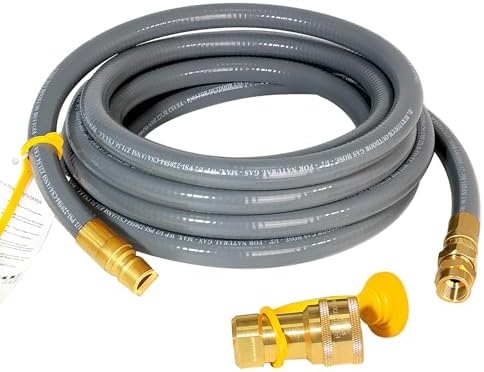 15FT 1/2" Natural Gas Hose with Quick Couplings, Natural Gas/Steam Retrofit Kit for BBQs, Grills, Pizza Ovens, Deck Heating and Low Pressure Appliances