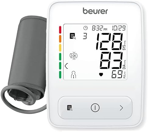 Beurer Auto 400 Upper Arm Blood Pressure Monitor, Universal Cuff for Standard to Large Arms, Accurate Blood Pressure Machine with Color Coded Results and Irregular Heartbeat Detection