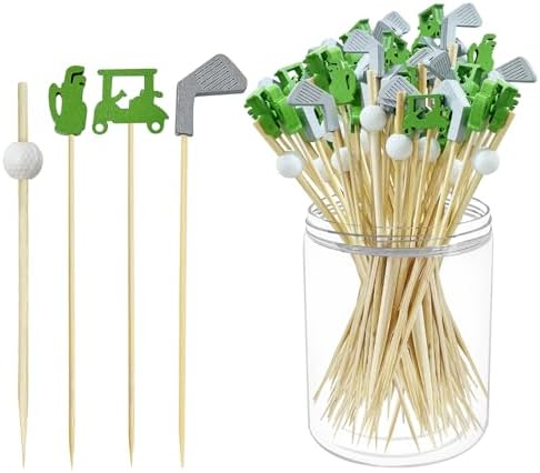 200Pcs Golf Cocktail Picks,4.7 Inch Golf Theme Decorative End Cocktail Skewers Sandwich Fruit Toothpicks for Appetizers Golf Catered Events Buffet Party Holiday Supplies,Style 1