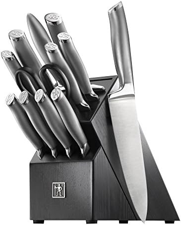 J.A. Henckels International Modernist Kitchen Knife Set with Block, 13-pc, Chef Knife, Knife Sharpener, Utility Knife, Black
