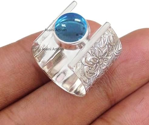 Timeless Elegance: 7MM Round Gemstone Pure 925 Sterling Silver Gift Floral Engraved Ring for Every Occasion