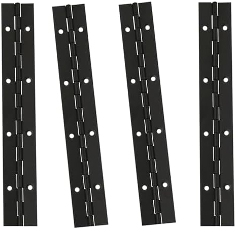 4 Pack 8/12/16/20 Inch Continuous & Piano Hinges, Complete Line Black Stainless Steel 304 Continuous Folding Hinges for Doors, Cabinets, Window