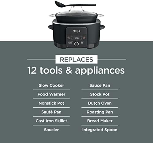 Ninja MC1010 Foodi PossibleCooker PLUS - Sous Vide & Proof 6-in-1 Multi-Cooker, with 8.5 Quarts, Slow Cooker, Dutch Oven & More, Glass Lid & Integrated Spoon, Nonstick, Oven Safe Pot to 500°F, Black