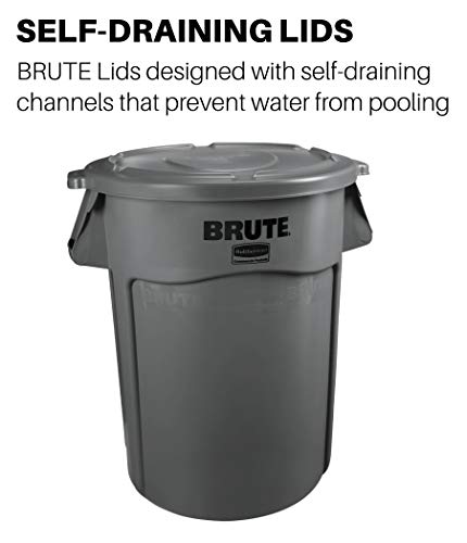 Rubbermaid Commercial Products Brute Trash Can Dome Lid, Blue, 32-Gallon, Black, Compatible with The Rubbermaid Heavy Duty 32 Gallon Garbage Bins (Pack of 2)