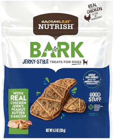 Nutrish Rachael RAY Barkª Jerky-Style Dog Treats with Real Chicken Jerky, Peanut Butter & Bacon