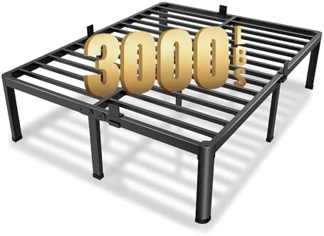 MAF 12 Inch King Metal Platform Bed Frame with Round Corner Legs, Mattress Slide Stopper, 3000 LBS Heavy Duty Steel Slats Support, No Box Spring Needed, Noise Free