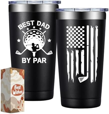 Golf Gifts for Dad - Fathers Day Gift for Dads - Christmas, Birthday Gifts for Dads from Daughter, Son, Kids, Wife - Best Dad by Par 20oz Tumbler