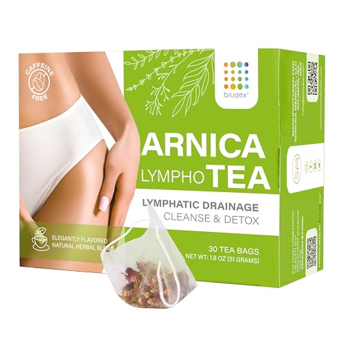 Bruizex Arnica Tea for Bruising and Swelling, Post Surgery Recovery after Liposuction, Tummy Tuck, 360 Lipo, BBL I Blend For Lymphatic Drainage Massage & Fibrosis with Ginger I 30 arnica tea bags