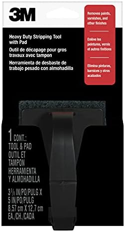 3M Heavy Duty Stripping Pad With Handle, 3-3/8 in x 5 in, Removes Paint, Varnish & Other Finishes, #3 Coarse, Synthetic Material Does Not Rust, Splinter Or Shred Like Steel Wool (10110NA)