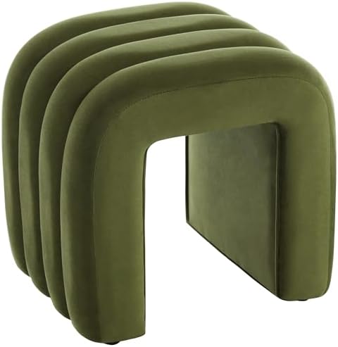 Multi-Functional Ottoman Stool, Footrest for Couch, Modern Vanity Stool for Make-up Room, Living Room and Entryway, Small Cute Footstool (Olive Green Velvet)