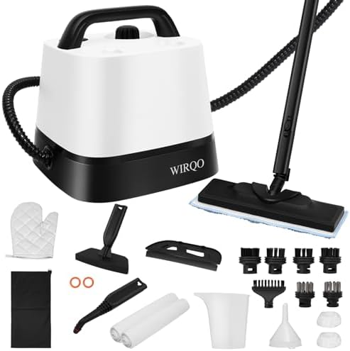 Steam Cleaner with 24-Piece Attachments, Multipurpose Steamer Mop for Home, Floor, Car, Grout, Tile, Furniture, Carpet, Couch, Window, Wall, Upholstery, Oven Grease, Canister, 1.5L Tank