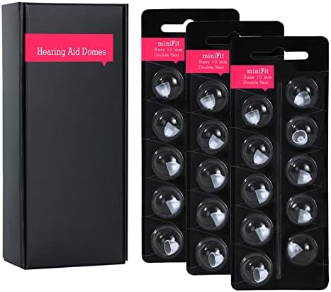 LA FEE Hearing Aid Domes for Oticon Minifit Bass 10mm Double Vent (3 Pack), Universal Domes for Oticon Hearing Aid Supplies