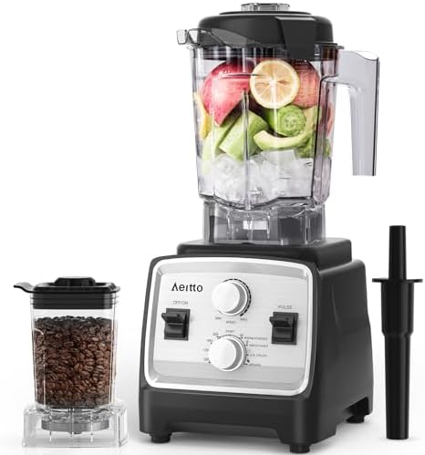 Aeitto Blenders for Kitchen with 1800W Motor, 68Oz. Large Capacity, 2-in-1 Blender & Grinder Combo, BPA-Free Countertop Professional Blender for Smoothies, Ice Crush, Frozen Drinks, Silver