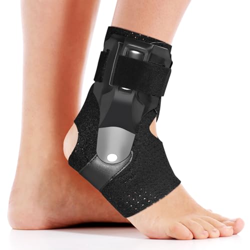 Dr.Welland Ankle Brace with Side Stabilizers -Adjustable Ankle Support for Sprains, Sports Injuries, Plantar Fasciitis, Injury Recovery, Best Ankle Support for Running, Basketball, Volleyball (Small)