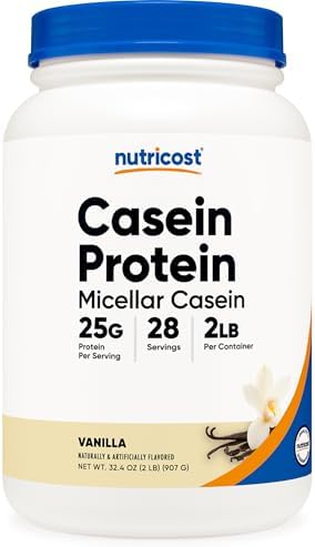 Nutricost Casein Protein Powder 2lb Vanilla - Micellar Casein, Gluten Free, Non-GMO