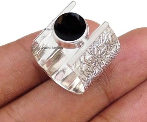 Timeless Elegance: 7MM Round Gemstone Pure 925 Sterling Silver Gift Floral Engraved Ring for Every Occasion