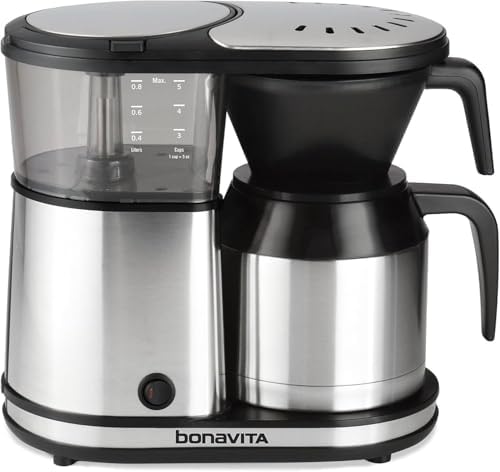 Bonavita 5 Cup Drip Coffee Maker Machine, One-Touch Pour Over, Auto Pause Brewing with Stainless Steel Double Wall Thermal Carafe, SCA Certified, Dishwasher Safe, BV1500TS
