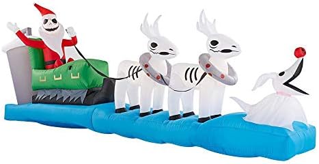 Gemmy 11Ft. Christmas Inflatable Colossal Airblown Jack Skellington in Sleigh Indoor/Outdoor Holiday Decoration