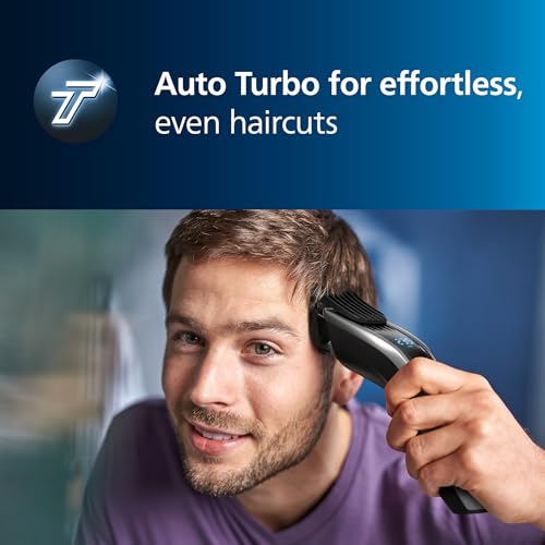 Philips Norelco Hair Clipper 9000 Series, Hair Trimmer, Auto Turbo, Dual Cut Technology, Motorized Combs, 400 Length Settings, 120 Min. Runtime, Zero Maintenance, HC9450/40
