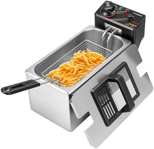 VIVOHOME Electric Deep Fryer with 4L / 17 Cup Oil Capacity, Stainless Steel Oil Fryer with Temperature Control and Lid