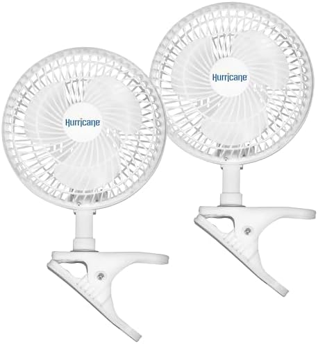 Hurricane 2-Pack Classic 6-Inch Electric Corded Clip-On Table Fan with 2 Quiet Speeds for Desks and Night Stands, 14W, White