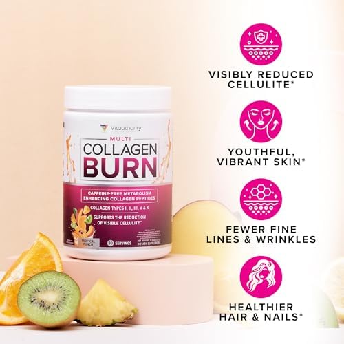 Hydrolyzed Collagen Powder for Weight Loss - Collagen Burn Ultimate Beauty Complex Multi Collagen Peptides Powder for Women with Types I II III V and X for Fat Burning Support - Unflavored