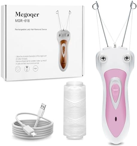 Women Facial Threading Hair Removal, USB Rechargeable Electric Beauty Epilator Trimmer Cotton Threading for Women, Chin, Lip, Arms, Legs, Cotton Thread