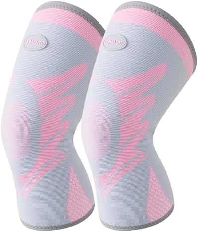 Sports Slim Knee Braces for Women - No-Slip Knee Compression Sleeve for Dance, Yoga, Knee Support for Knee Pain, Joint Pain Relief(Crystal Rose, XL, 2 Pack)