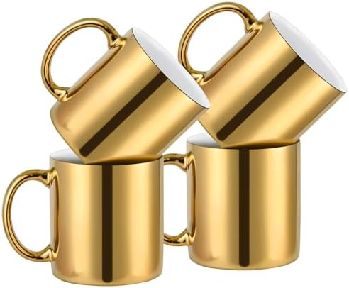 Coffee Mugs gold Ceramic Mug set of 4 Ceramic Cups for Coffee, Tea, Cocoa (12oz)