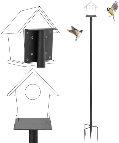 Bird Feeder Pole for Outdoors - 68in Adjustable Heavy-Duty Bluebird House Support Rod with Stable 5 Prong Base, Easy to Assemble Garden Nest Feeding Stand Post