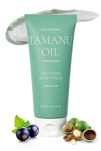 RATED GREEN Cold Press Tamanu Oil Soothing Scalp Pack w/Black Currant | Korean Hair Care Hair Conditioning Mask | Deep Conditioning Hair Mask for Dry Damaged Hair (Pack of 1, 6.76 Fl. Oz)