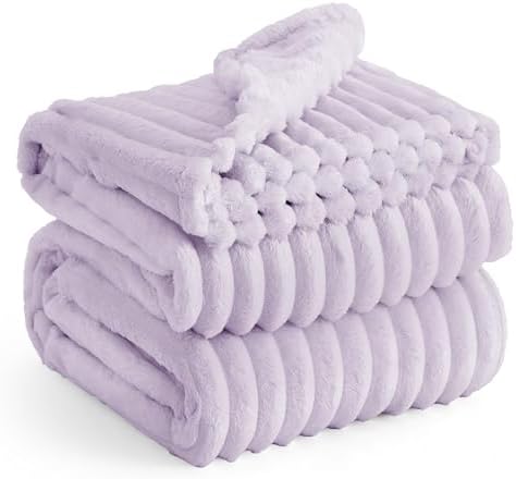 Bedsure Lavender Fog Fleece Blanket for Couch - GentleSoft Cozy Soft Blankets for Women, Cute Small Throws for Girls, 108x90 Inches