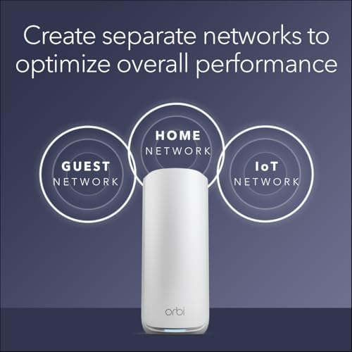 NETGEAR Orbi 870 Series Tri-Band WiFi 7 Mesh System (RBE873) - Router + 2 Satellite Extenders, Security Features, Up to 21 Gbps, Covers Up to 9,000 Sq. Ft., 150 Devices, 10 Gig Internet Port, BE21000