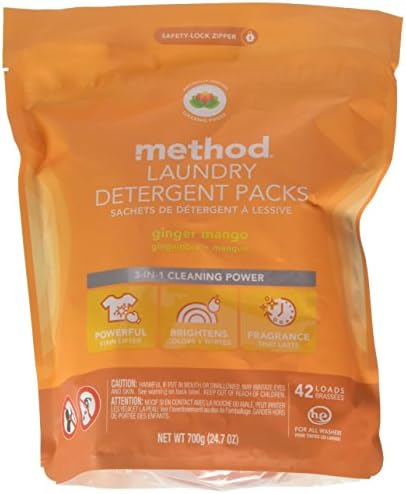 Method Laundry Detergent Packs, Ginger Mango, 42 Count, 1 Pack, Packaging May Vary