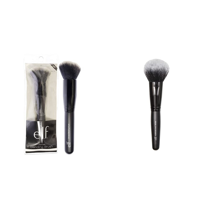 e.l.f. Ultimate Blending Brush, Vegan Makeup Tool, Dome-Shaped, Flawlessly Applies & Blends Foundati and e.l.f. Flawless Face Brush, Vegan Makeup Tool, Flawlessly Contours & Defines, For Powder,Blush