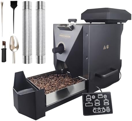 500g Automatic Coffee Roaster Machine for Home Use Wth Smoke Filter(Suitable for Light Roasting), The Smoke Pipes (Suitable for Medium and Dark Roasting) and Chaff Collector