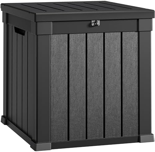 YITAHOME Deck Box, 51 Gallon Weather Resistant Outdoor Storage Container for Patio Cushions, Pool Supplies, Garden Tools, Lockable Lid and Side Handles, Black