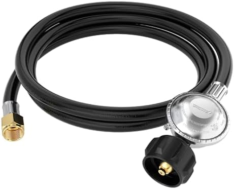 6 Feet Propane Hose with Regulator, Universal Gas Grill Regulator and Hose for Blackstone 28''/36'' Griddle, Weber Grill, Propane fire Pit and More, 3/8" Female Flare for Most LP Gas Grills