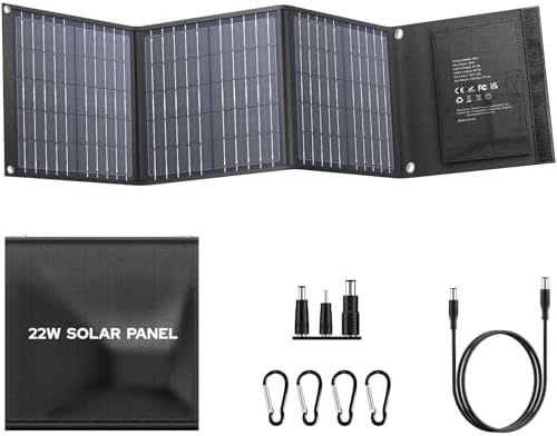22W Foldable Solar Panel with USB-C, USB-A Outputs for Phones, Tablets, IPX4 Waterproof Portable Solar Panel Solar Charger for Camping, Hiking, Backpacking, Power Outage