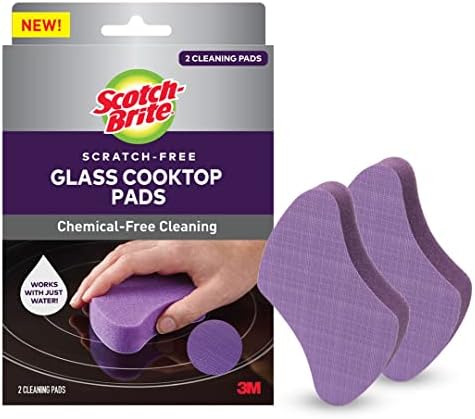 Scotch-Brite Scratch-Free Glass Cooktop Pads, Chemical-Free Cleaning, 2 Cleaning Pads