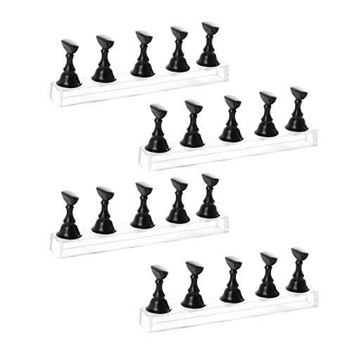 4-in-1 Black Nail Stand & Holder - Magnetic Tips, Beginner Acrylic Nail Art Kit, Salon Equipment & Decor