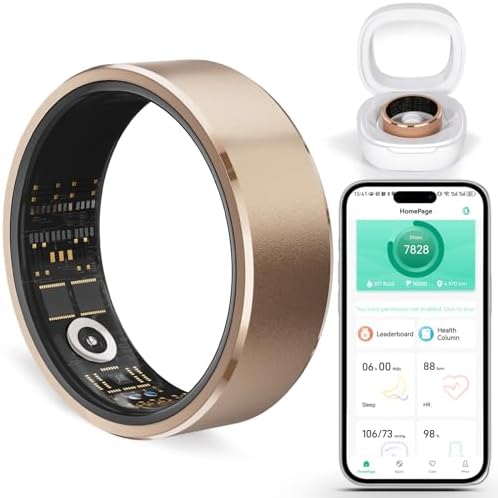 Smart Ring Health Tracker for Women Men - Fitness Sleep Blood Oxygen Monitor Steps Tracking IP68 Waterproof Family Care with No Subscription Fee