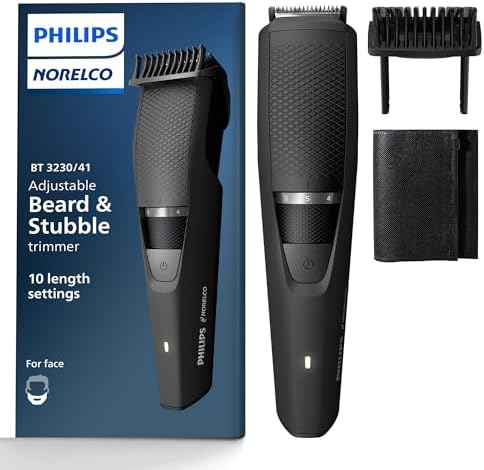 Philips Norelco Beard Trimmer and Hair Clipper - Cordless Grooming, Rechargeable, Adjustable Length, Beard Trimmer and Hair Clipper - No Blade Oil Needed - BT3230/41