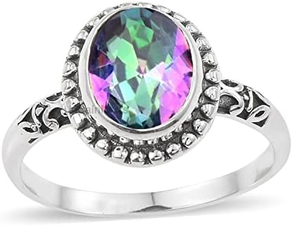 925 Sterling Silver Ring for Womens, Oval Gemstone Unique Handcrafted Ring