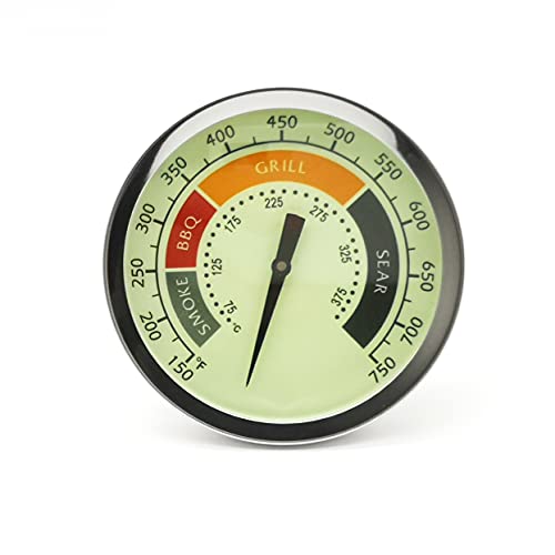 3 1/8” Accurate Luminous BBQ Thermometer Gauge for Oklahoma Joe’s Smokers 3695528R06 & Most Charcoal Pellet Wood Pit Smoker Grills, 1/2 NPT Male Thread Temperature Gauge Replacement, Grill Thermostat