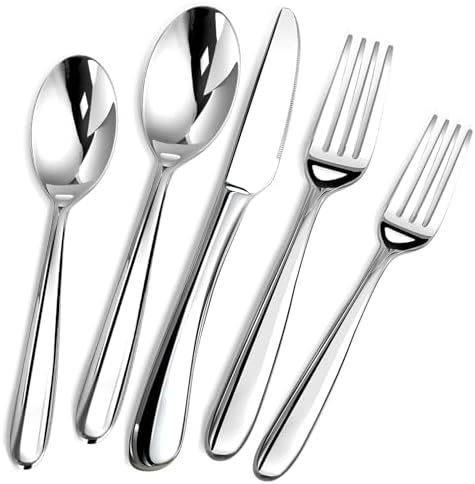 Heavy Duty Silverware Set for 12, 60 Piece Premium Stainless Steel Flatware Utensils Cutlery Set Including Steak Knife Fork and Spoon, Dishwasher Safe, Gift Package for Wedding Housewarming