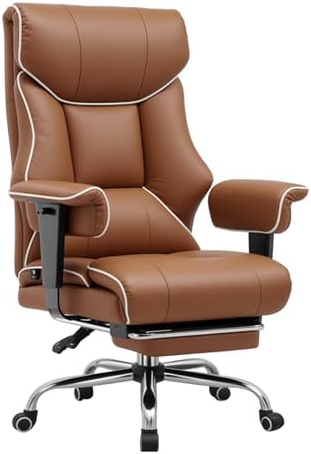 GTRACING Big and Tall Gaming Chair 400lbs Heavy Duty Office Chair with Foot Rest & Ergonomic Pocket Spring Cushion, High Back Lumbar Support for Lower Back Pain Relief, Coffee Brown