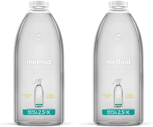 Method Daily Shower Cleaner Refill, Eucalyptus Mint, For Showers, Tile, Fixtures, Glass and Tubs, 68 Fl Oz (Pack of 2)