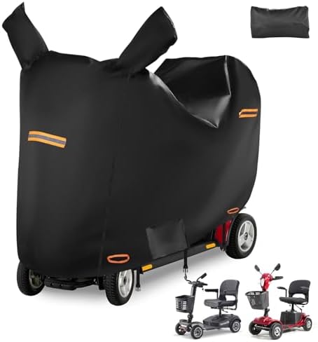 Mobility Scooter Cover Waterproof Outdoor with 4 Reflective Strips & 2 Mirror Pockets,Electric Scooter Cover with 3 Windproof Buckles & Air Vents,Universal Fit XL - 57"x27"x39"